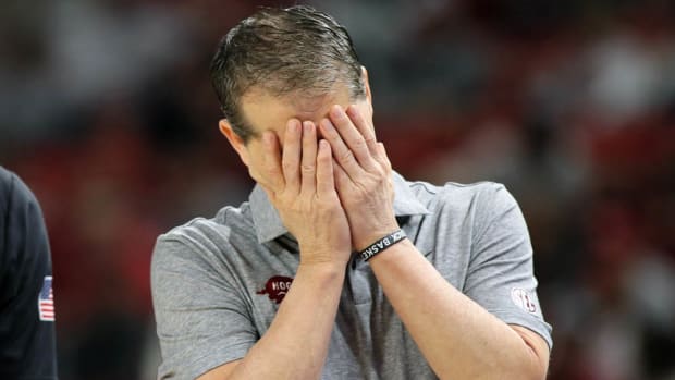 Razorbacks coach Eric Musselman at one point of loss to Vanderbilt